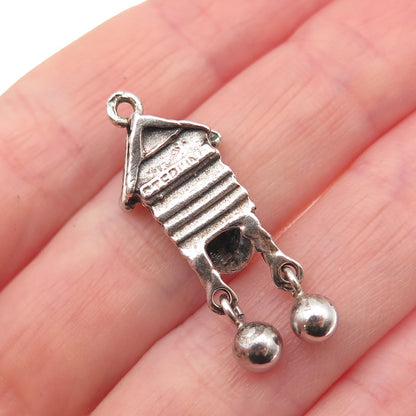 JewelArt 925 Sterling Silver Vintage Cuckoo Clock Oxidized 3D Charm Pendant