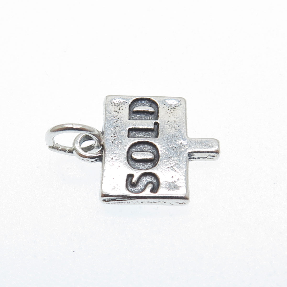 SUNDANCER 925 Sterling Silver Vintage Sold Sign Minimalist Charm Pendant