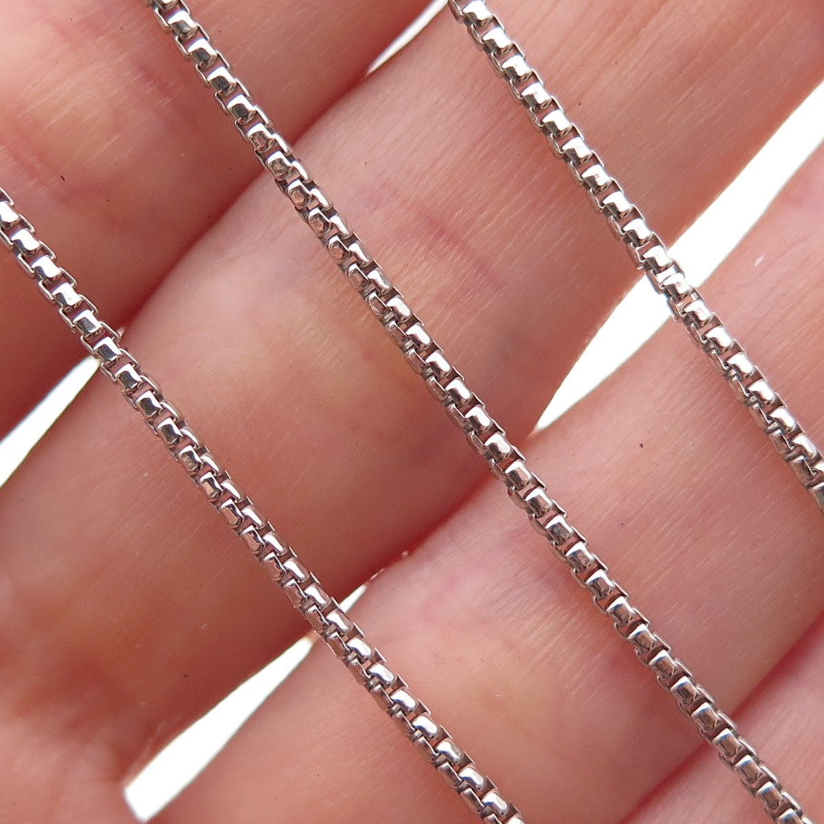 925 Sterling Silver Italy Round Box Chain Necklace 18"