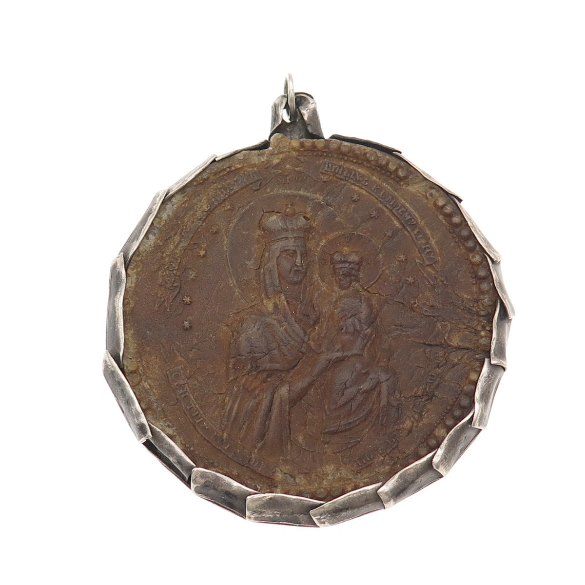 Antique Silver Orthodox Nativity Scene Ladanka Icons Collectible Medal Pendant