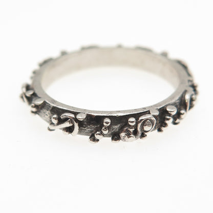 925 Sterling Silver Vintage Granulated Oxidized Band Ring Size 7