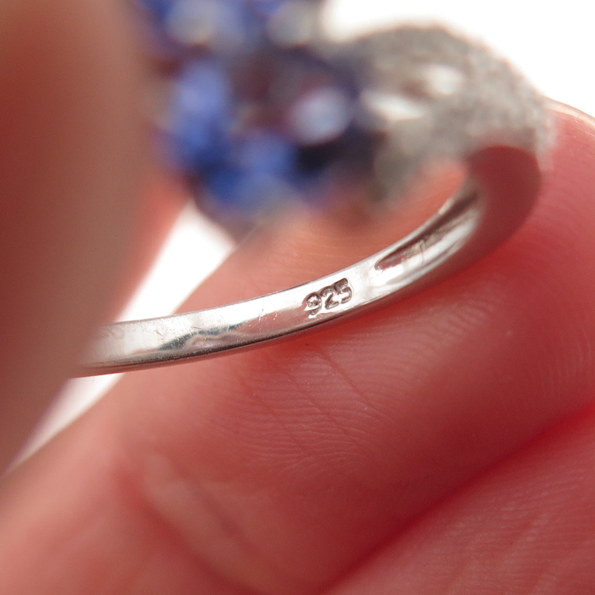 Chuck Clemency 925 Sterling Silver Real Tanzanite & White Topaz Ring Size 8.25