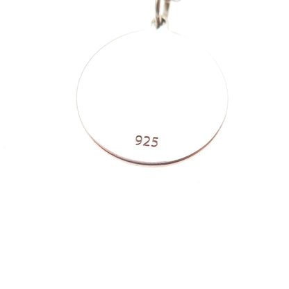 925 Sterling Silver Red Enamel Female Symbol Round Tag Cable Chain Necklace 18"