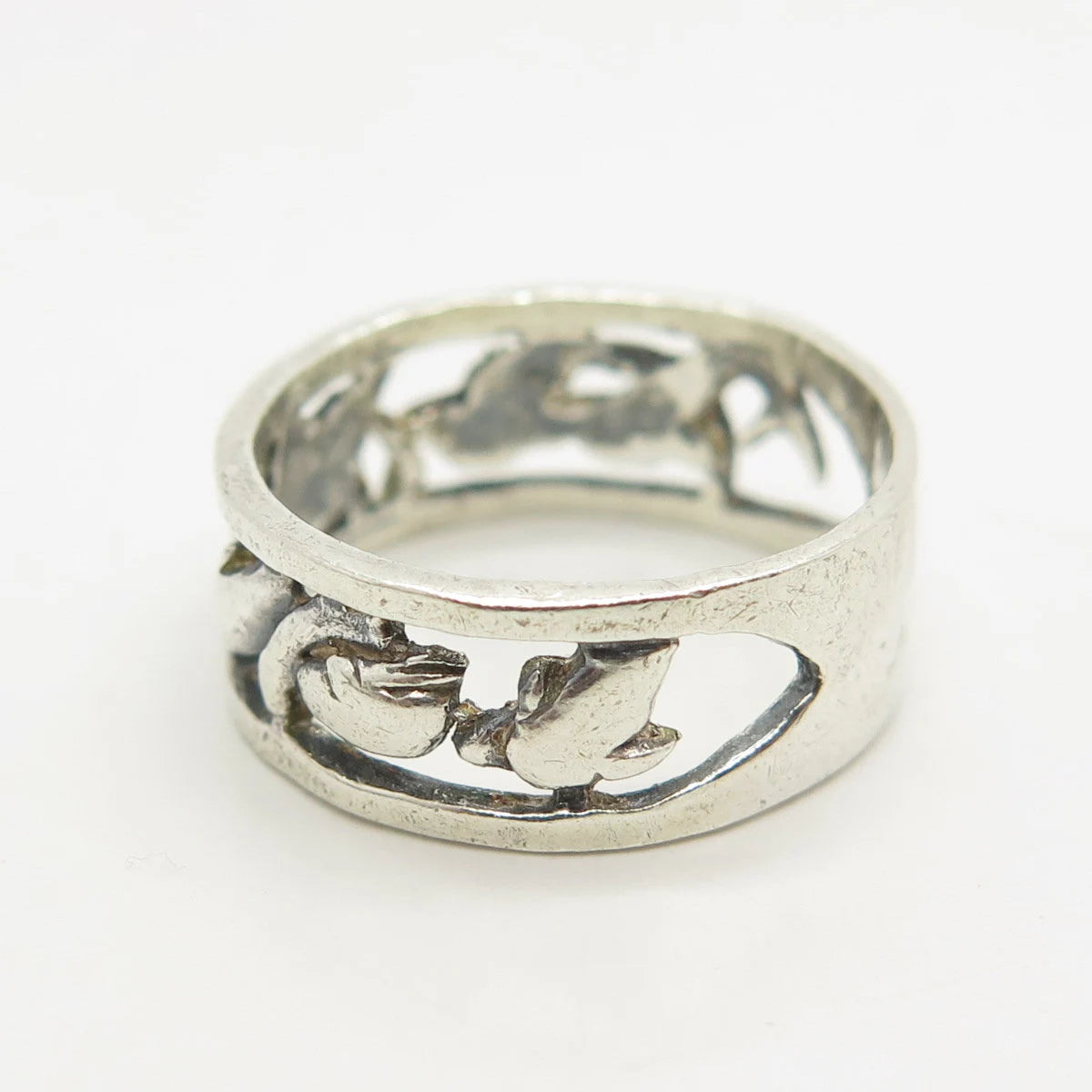 925 Sterling Silver Vintage Friendly Dolphin Band Ring Size 6.5
