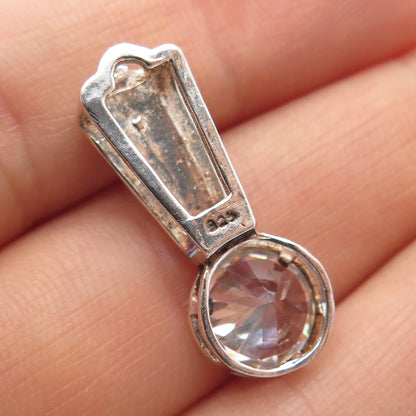 925 Sterling Silver Vintage Round-Cut C Z Modernist Slide Pendant
