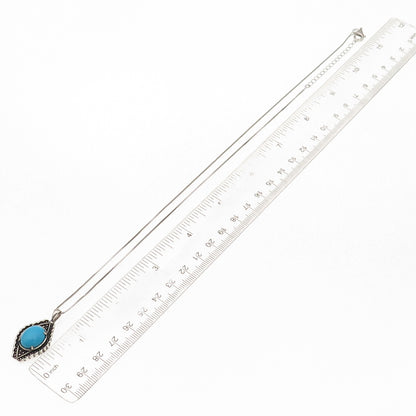 925 Sterling Silver Real Sleeping Beauty Turquoise Box Chain Necklace 18-20"