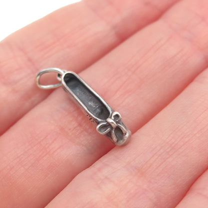 Sunwest Sterling Silver Vintage Ballerina Shoe Oxidized 3D Mini Charm Pendant