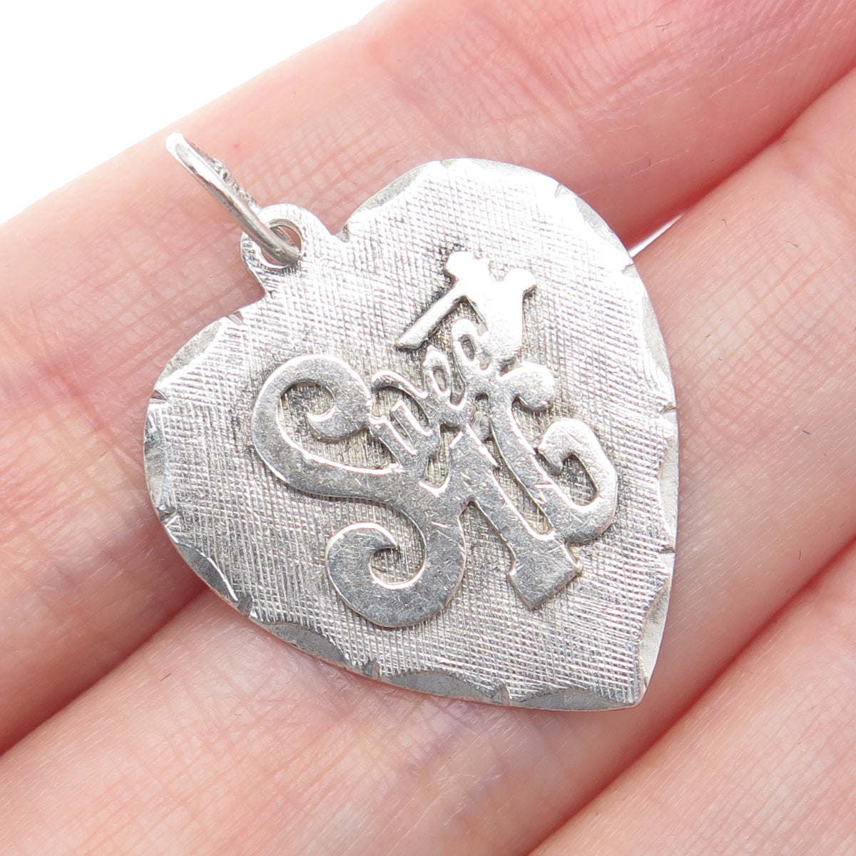 CROWN 925 Sterling Silver Vintage Sweet 16 Heart Charm Pendant