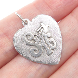 CROWN 925 Sterling Silver Vintage Sweet 16 Heart Charm Pendant