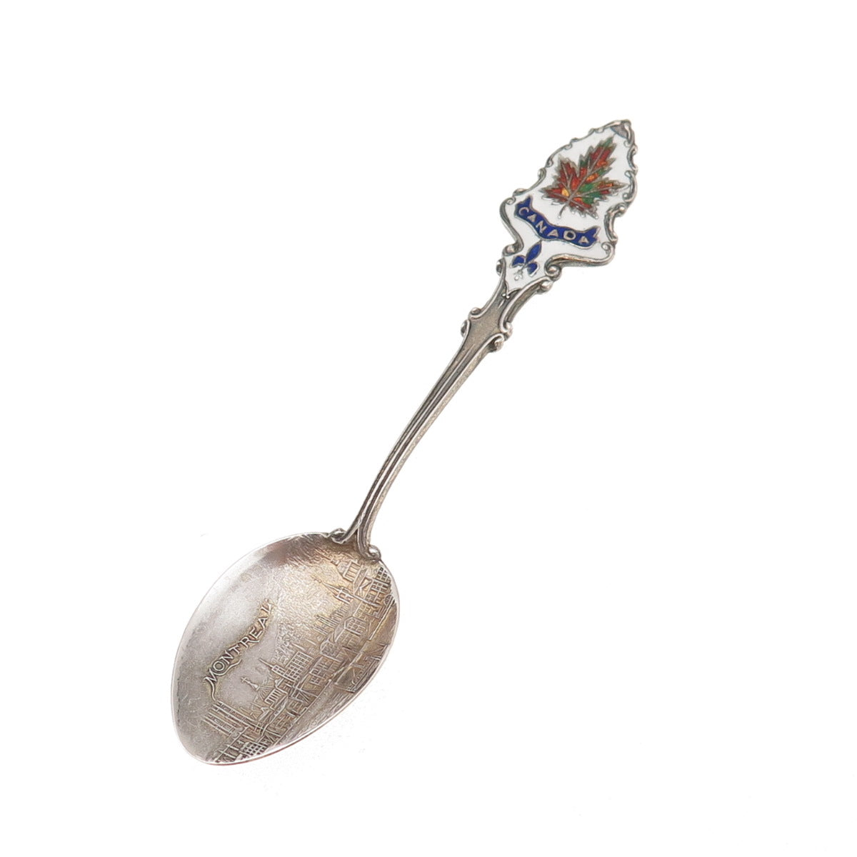 925 Sterling Silver Antique Art Deco Enamel Montreal Canada Coffee Spoon