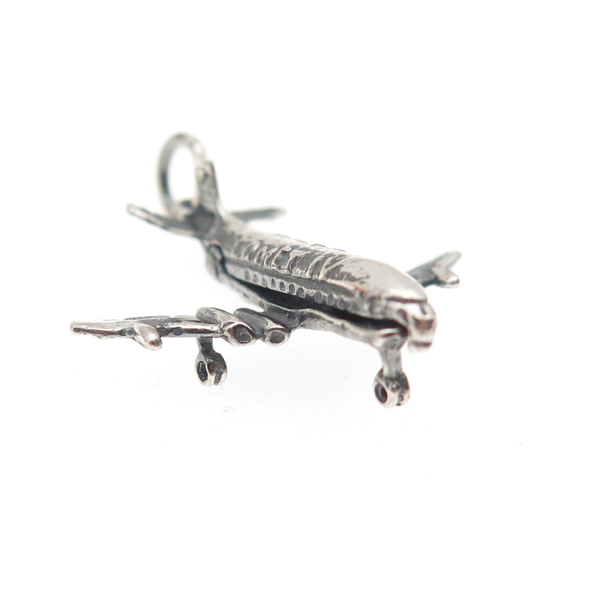 925 Sterling Silver Vintage BOAC Comet IV Airplane Oxidized Locket Charm Pendant