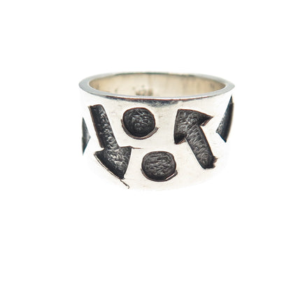 925 Sterling Silver Vintage Modernist Arrow Oxidized Ring Size 7