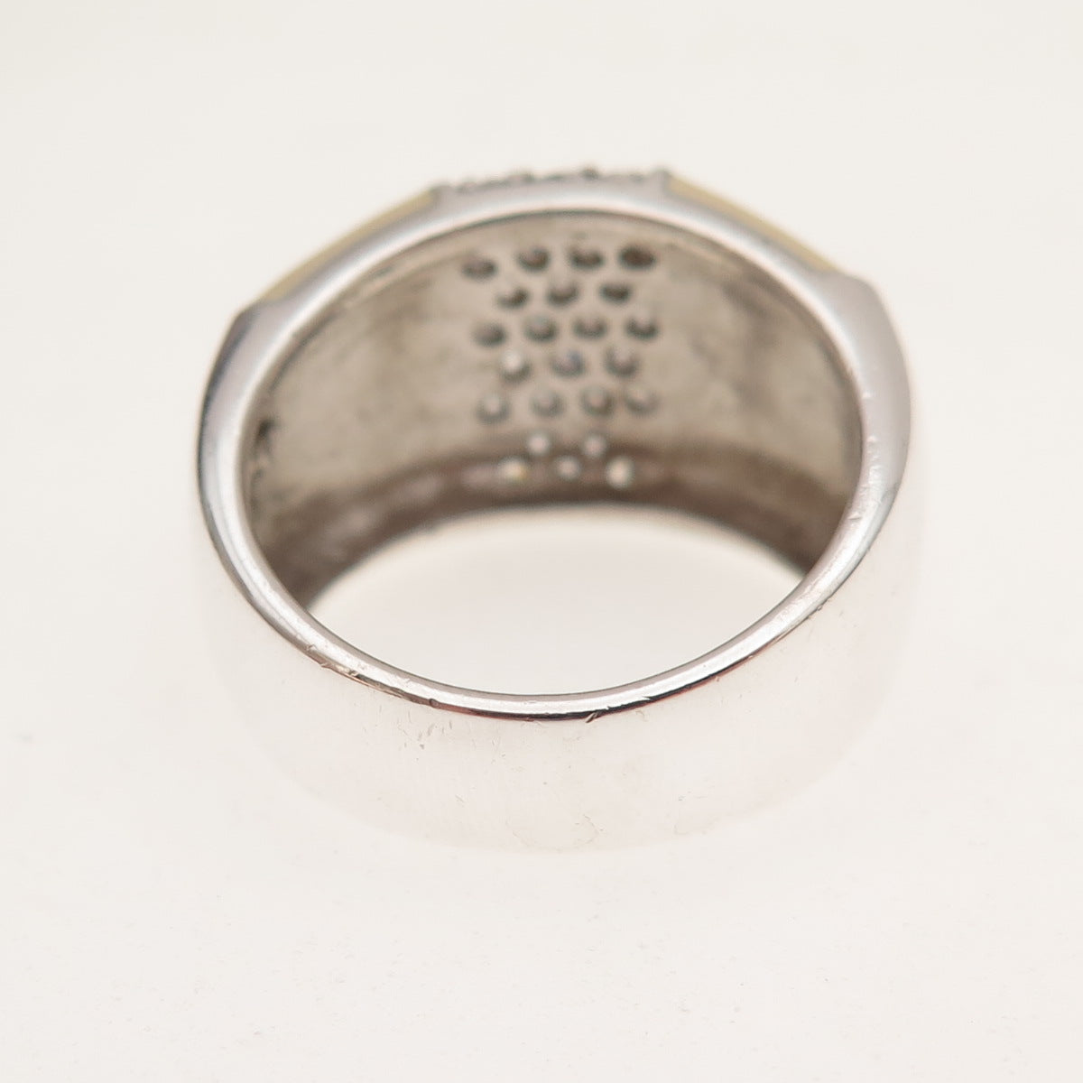925 Sterling Silver Enamel & Round-Cut C Z Ring Size 7.75