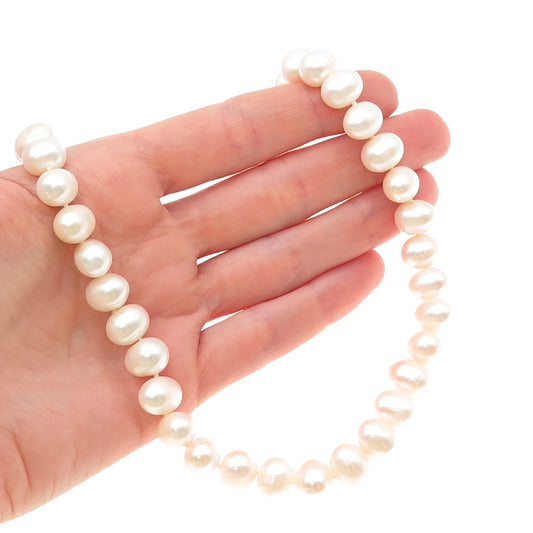 LUCAS LAMETH 925 Sterling Silver Vintage Real Baroque Pearl Beaded Necklace 24"