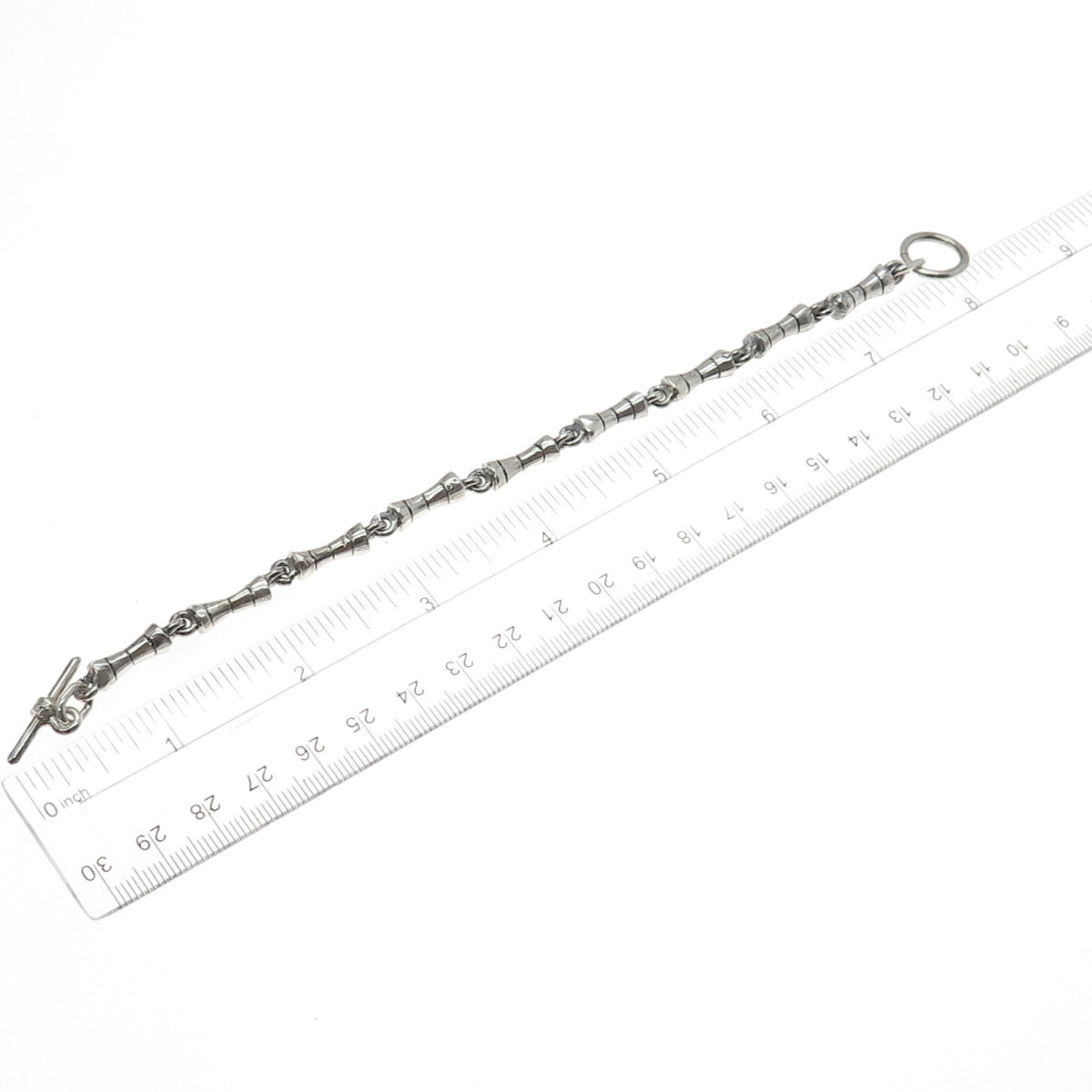 925 Sterling Silver Vintage Modernist Bar Link Oxidized Bracelet 7"
