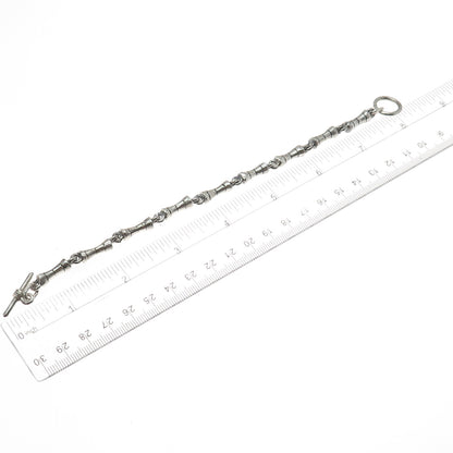 925 Sterling Silver Vintage Modernist Bar Link Oxidized Bracelet 7"
