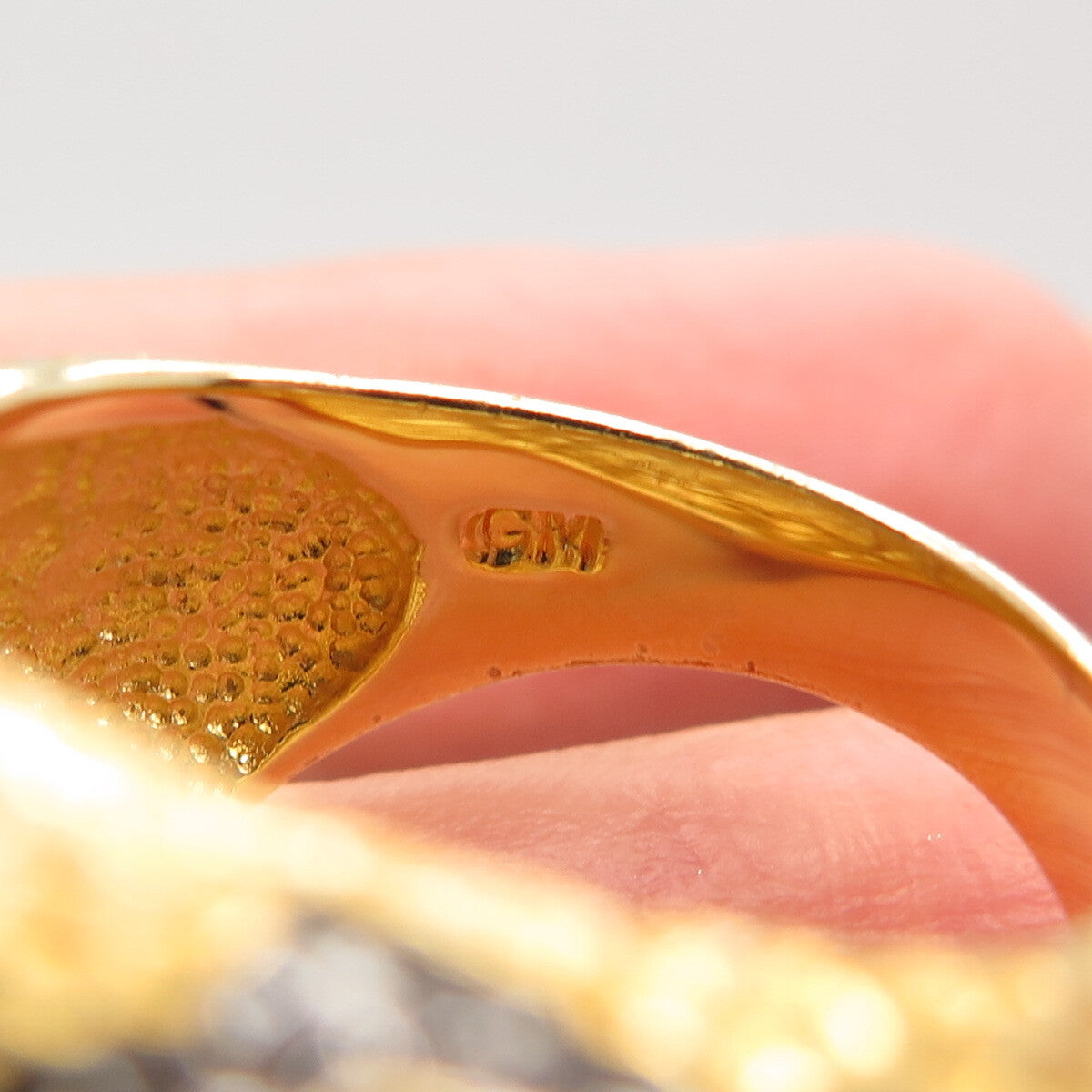 925 Sterling Silver Gold Plated Pave C Z Domed Ring Size 8.25