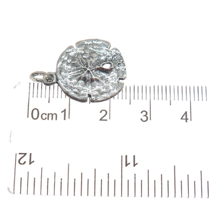 BEAU 925 Sterling Silver Vintage Sand Dollar Oxidized Minimalist Charm Pendant