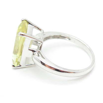 KN Kajal Naina 925 Sterling Silver Real Emerald-Cut Citrine Ring Size 11