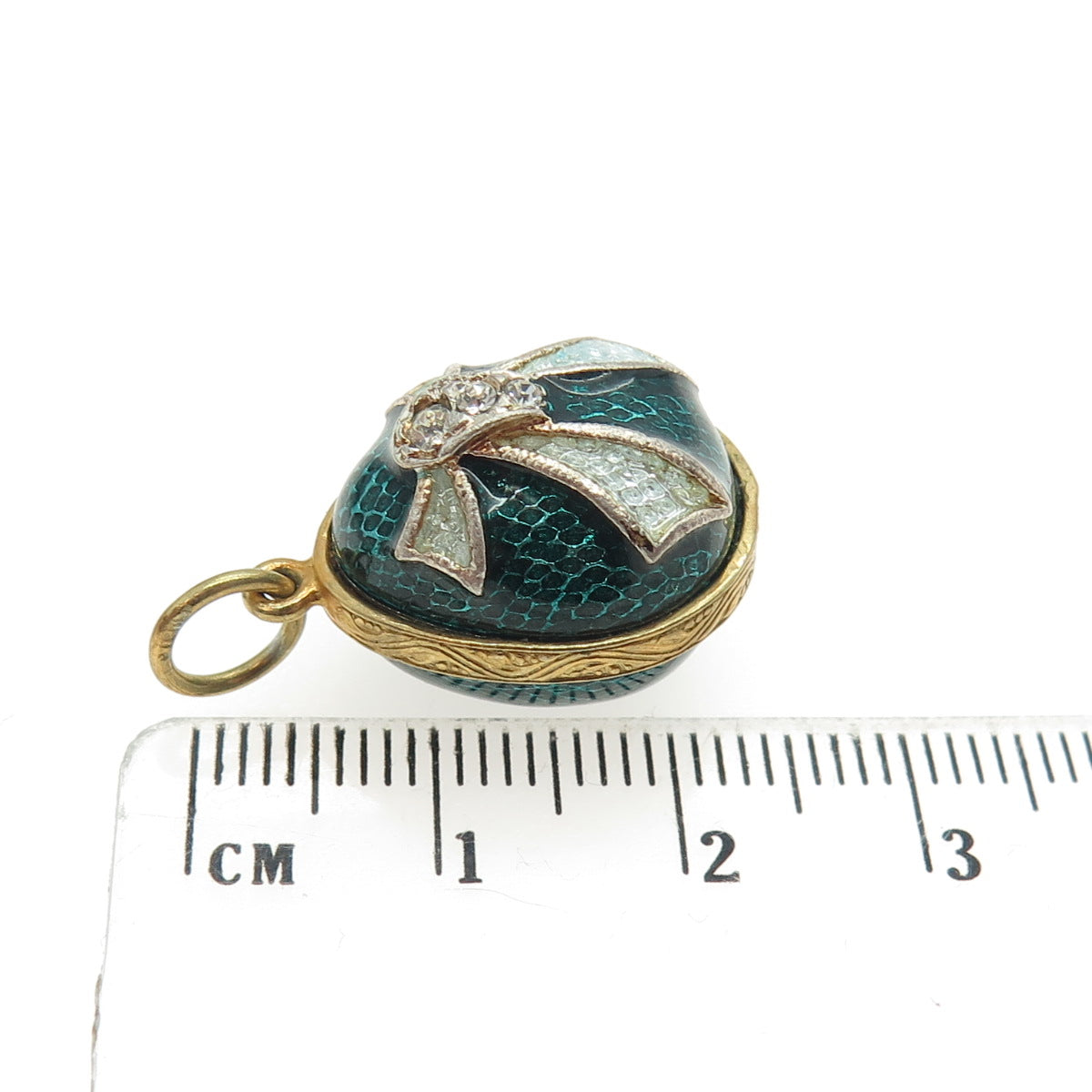 RAFKA Retired Sterling Silver Vermeil Enamel Rhinestone Bow Egg Charm Pendant