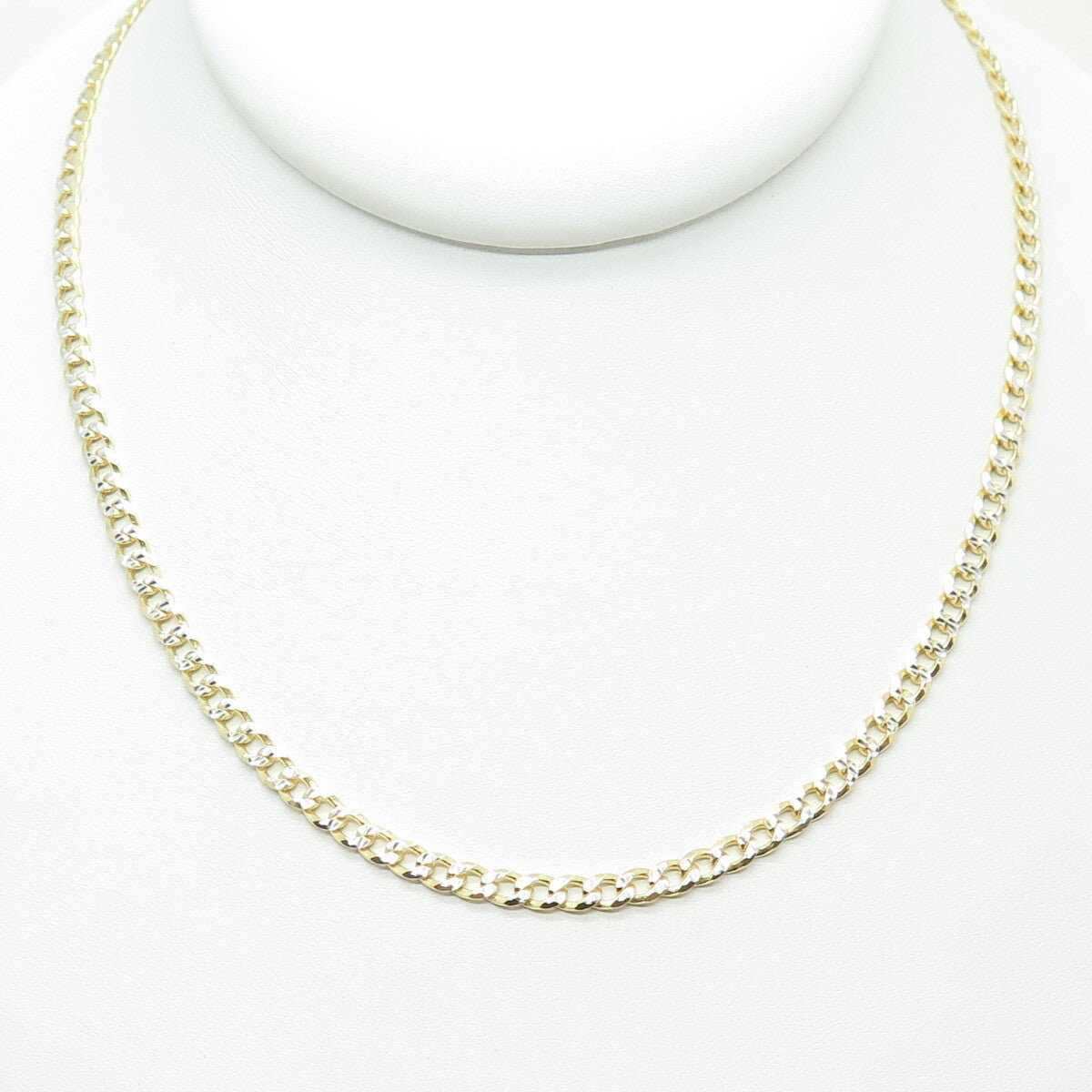 P. LUX 925 Sterling Silver Gold Plated Italy Diamond-Cut Curb Chain Necklace 22"