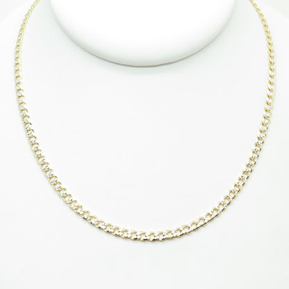 P. LUX 925 Sterling Silver Gold Plated Italy Diamond-Cut Curb Chain Necklace 22"