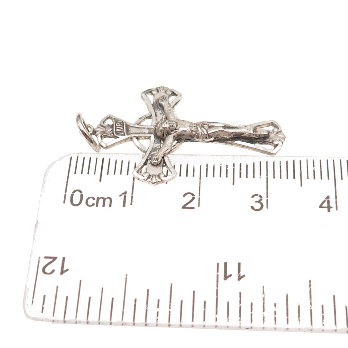 925 Sterling Silver Vintage Crucifix Cross Religious Oxidized Charm Pendant