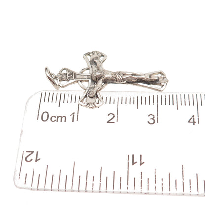 925 Sterling Silver Vintage Crucifix Cross Religious Oxidized Charm Pendant