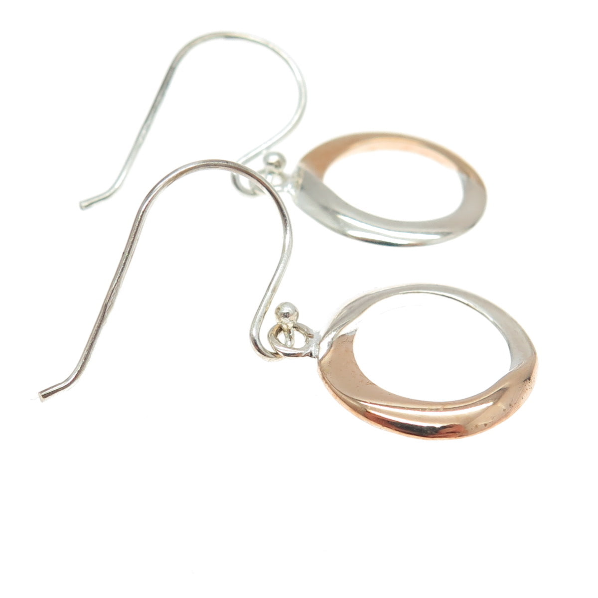 925 Sterling Silver 2-Tone Circle of Life Dangling Earrings