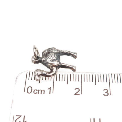 925 Sterling Silver Antique Art Deco Camel Oxidized 3D Charm Pendant