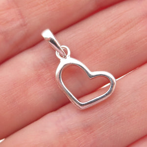 925 Sterling Silver Vintage Open Heart Mini Charm Pendant