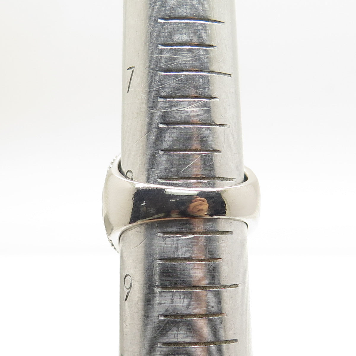 925 Sterling Silver Pave C Z Star Accent Domed Ring Size 8.5