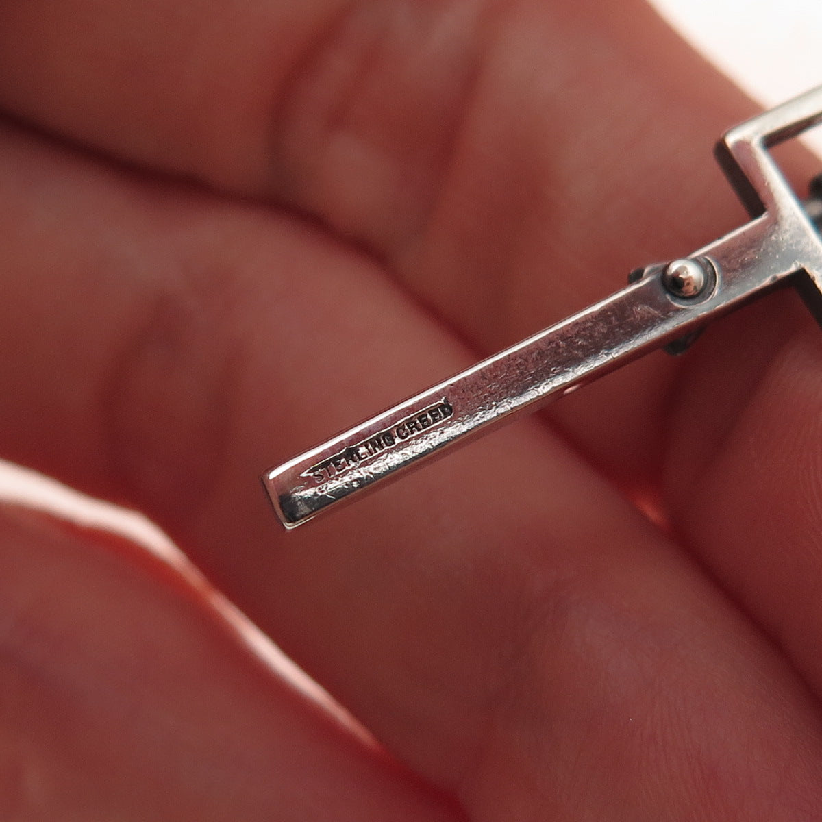 Creed 925 Sterling Silver Vintage Crucifix Cross Religious Oxidized Pendant