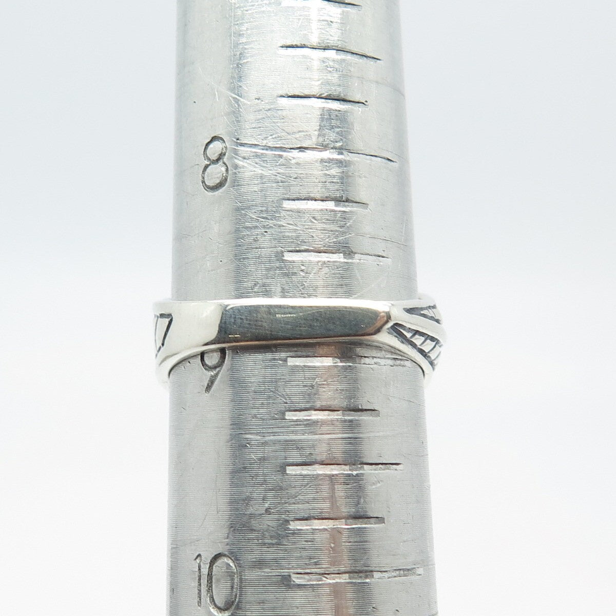 925 Sterling Silver Vintage Etched Striped Ring Size 9
