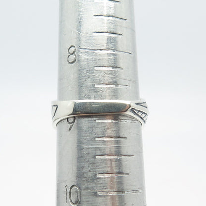 925 Sterling Silver Vintage Etched Striped Ring Size 9