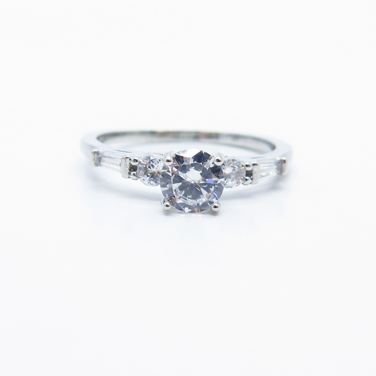 925 Sterling Silver Round-Cut C Z Ring Size 10.25