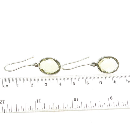 925 Sterling Silver Vintage Real Oval-Cut Citrine Dangling Earrings