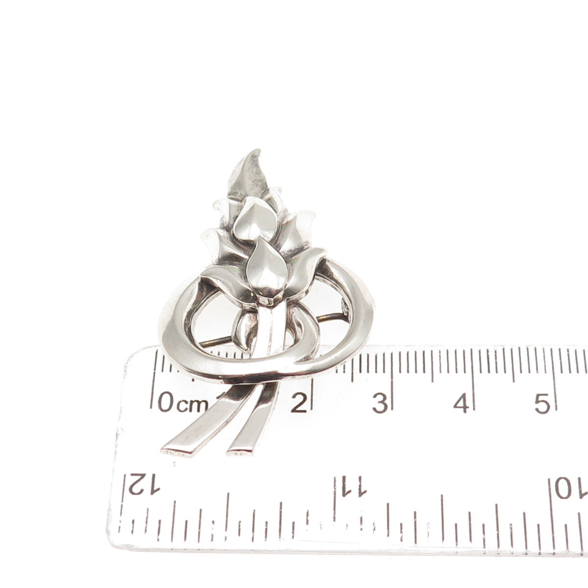 Silverman Brothers Sterling Silver Antique Art Deco Floral Oxidized Pin Brooch