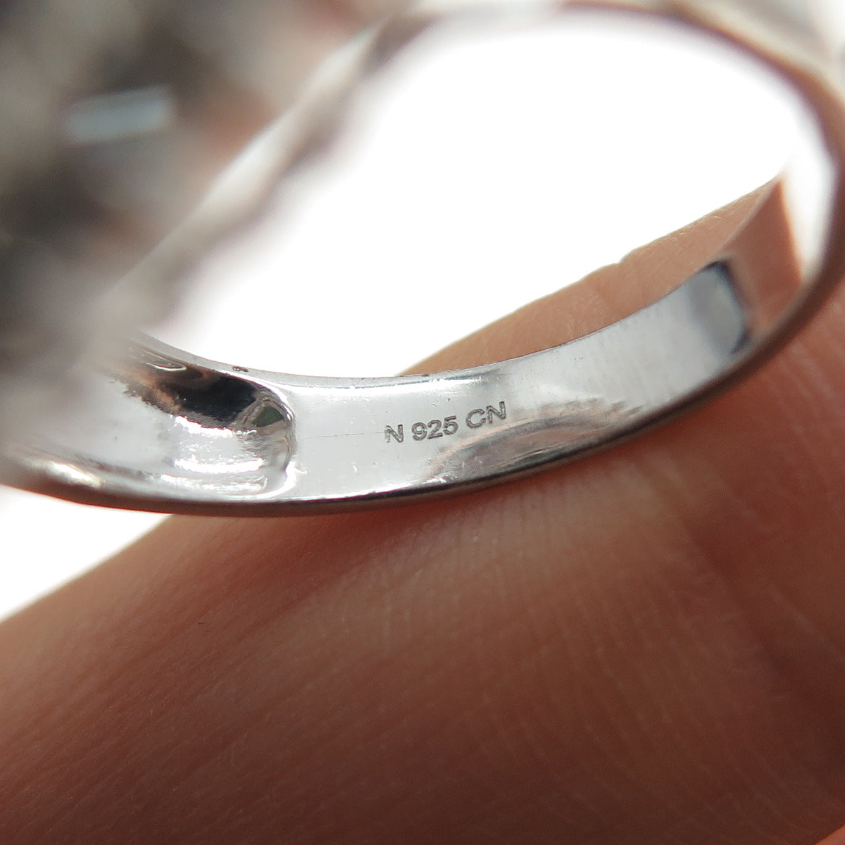 925 Sterling Silver Oval-Cut Paraiba & White C Z Bohemian Ring Size 8.25