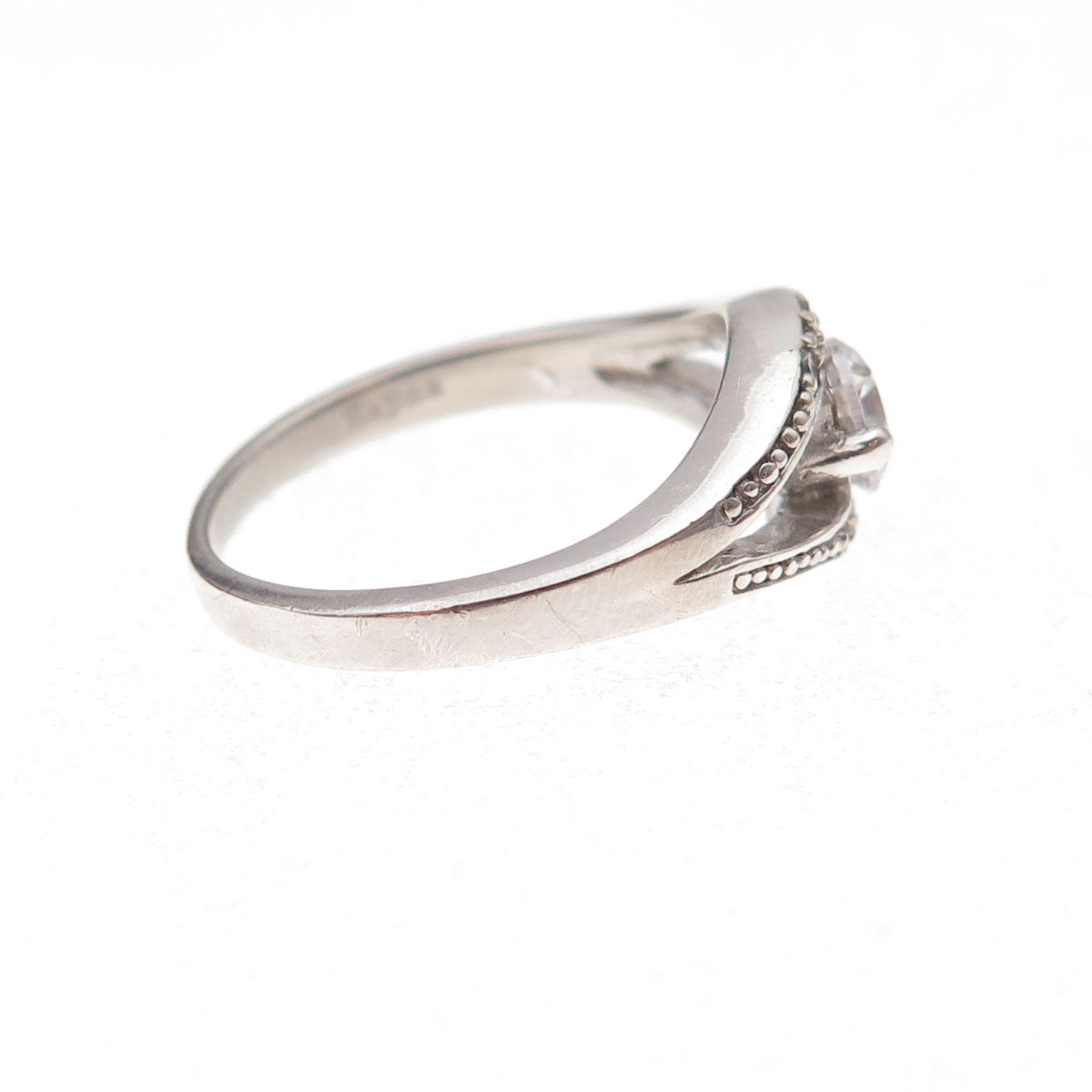 Sapna 925 Sterling Silver Round-Cut C Z Engagement Ring Size 6