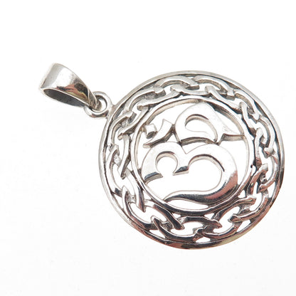 925 Sterling Silver Vintage Om Mantra Oxidized Charm Pendant