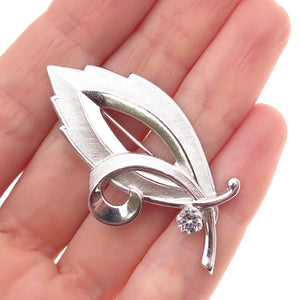 Marvel Jewelry 925 Sterling Silver Antique Art Deco Rhinestone Floral Pin Brooch