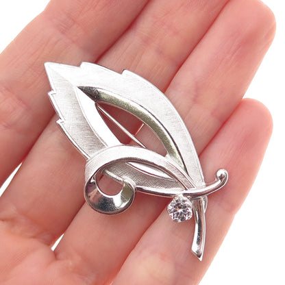 Marvel Jewelry 925 Sterling Silver Antique Art Deco Rhinestone Floral Pin Brooch