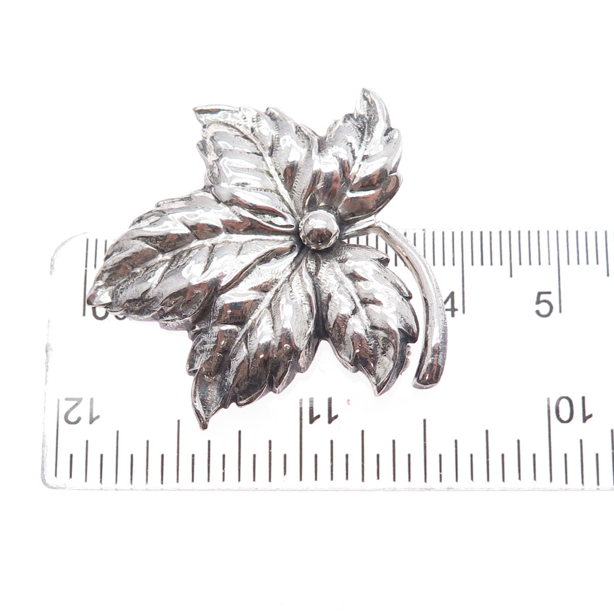 BEAU 925 Sterling Silver Vintage Floral Leaf Oxidized Pin Brooch