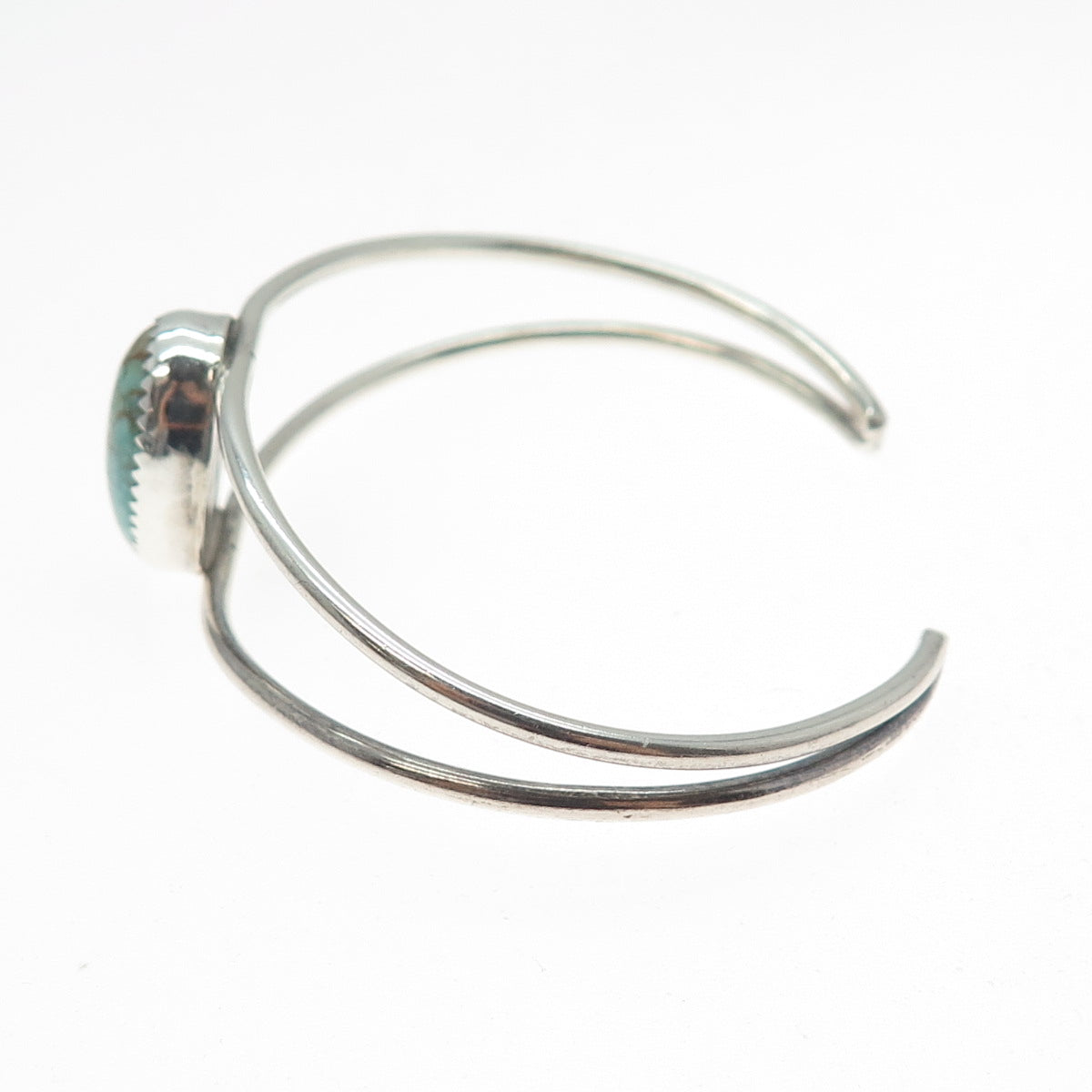 JACK TOM NAVAJO Old Pawn Sterling Peacock Turquoise Adjustable Bracelet 6.25"