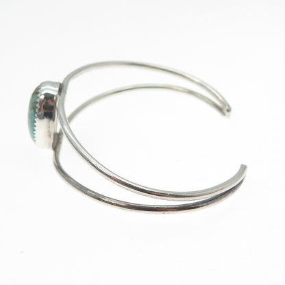 JACK TOM NAVAJO Old Pawn Sterling Peacock Turquoise Adjustable Bracelet 6.25"