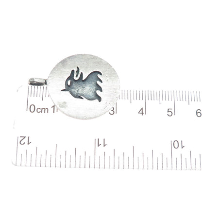 VICTORIA CONY 925 Sterling Silver Vintage Mexico Leo Zodiac Oxidized Pendant