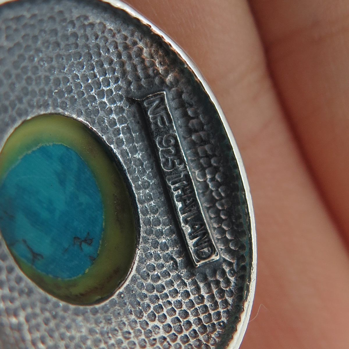 CHAPAL ZENRAY Sterling Silver Vintage Real Bisbee Turquoise Ornate Charm Pendant