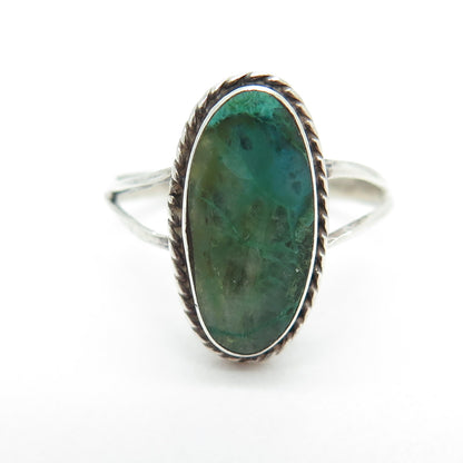 Old Pawn Sterling Silver Southwestern Kingman Turquoise Tribal Ring Size 5.25