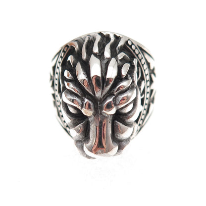 925 Sterling Silver Vintage Lion King Oxidized 3D Ring Size 8.5